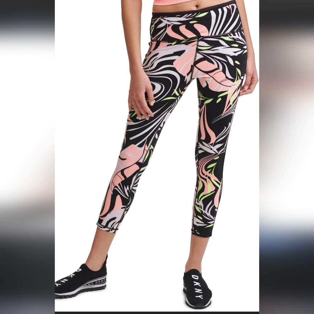 DKNY NEW Colorful Abstract Pattern Capri Leggings Size M